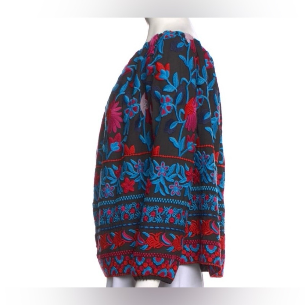 Embroidered Floral Women's Top - Black and Blue - Picture 2 of 3